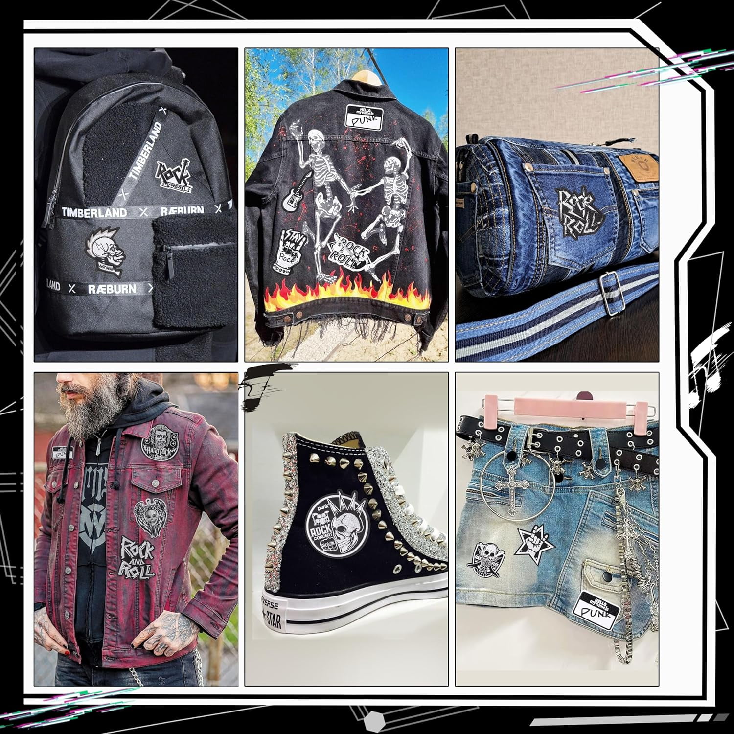 Punk Rock Iron On Patches for Jackets: 45Pcs Dark Goth Patch for DIY Crafts - Vintage Skull Sew On Appliques Patches for Jeans Vests Hats Backpacks Shirts