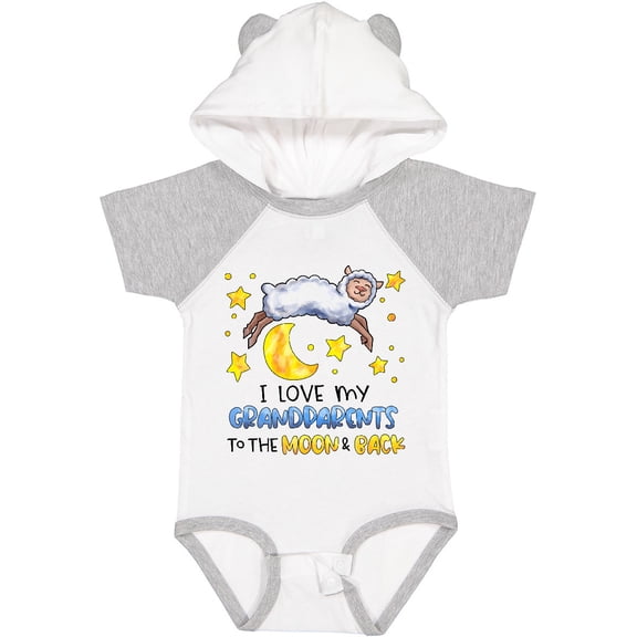 Inktastic I Love My Grandparents to the Moon and Back Cute Sheep Boys or Girls Baby Bodysuit