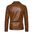 thumbnail image 4 of IYTR Mens Winter Jacket Long Sleeve Jacket Zipper Stand-up Collar Warm Leather Jacket Coats with Pocket Solid Color Yellow XXXL, 4 of 6
