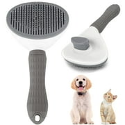 Dog Cat Pet Grooming Brush, Self Cleaning Shedding Brush, Grooming Tool for Long Haired or Short Haired Cats Dogs - Gray