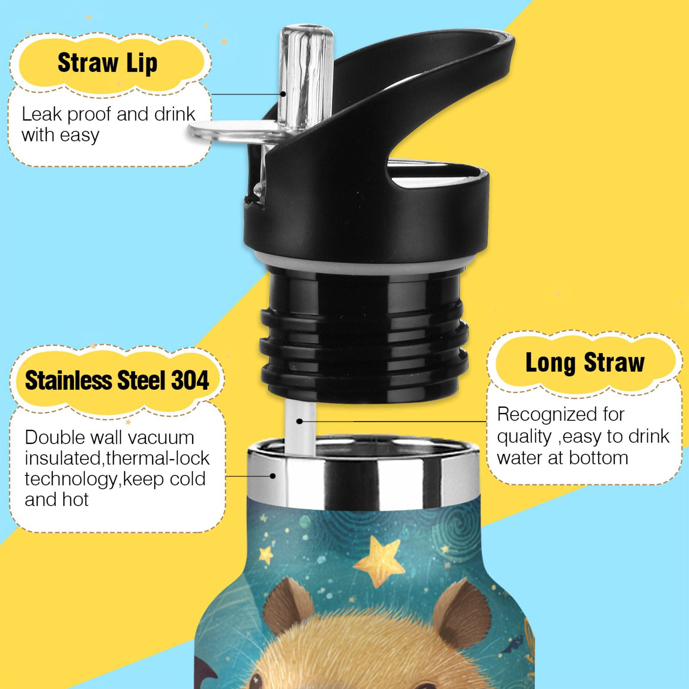Kids Insulated Stainless Steel Sports Water Bottle 600ml (20oz) Capybara and Pumpkins