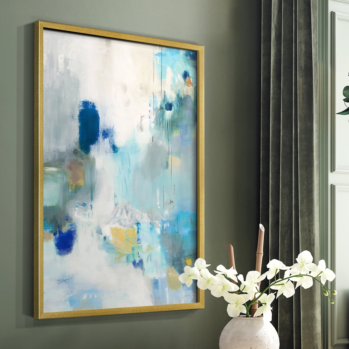 Celeste Motion II Framed Print in Gold Solid Wood Framed Print No Nail Hanging