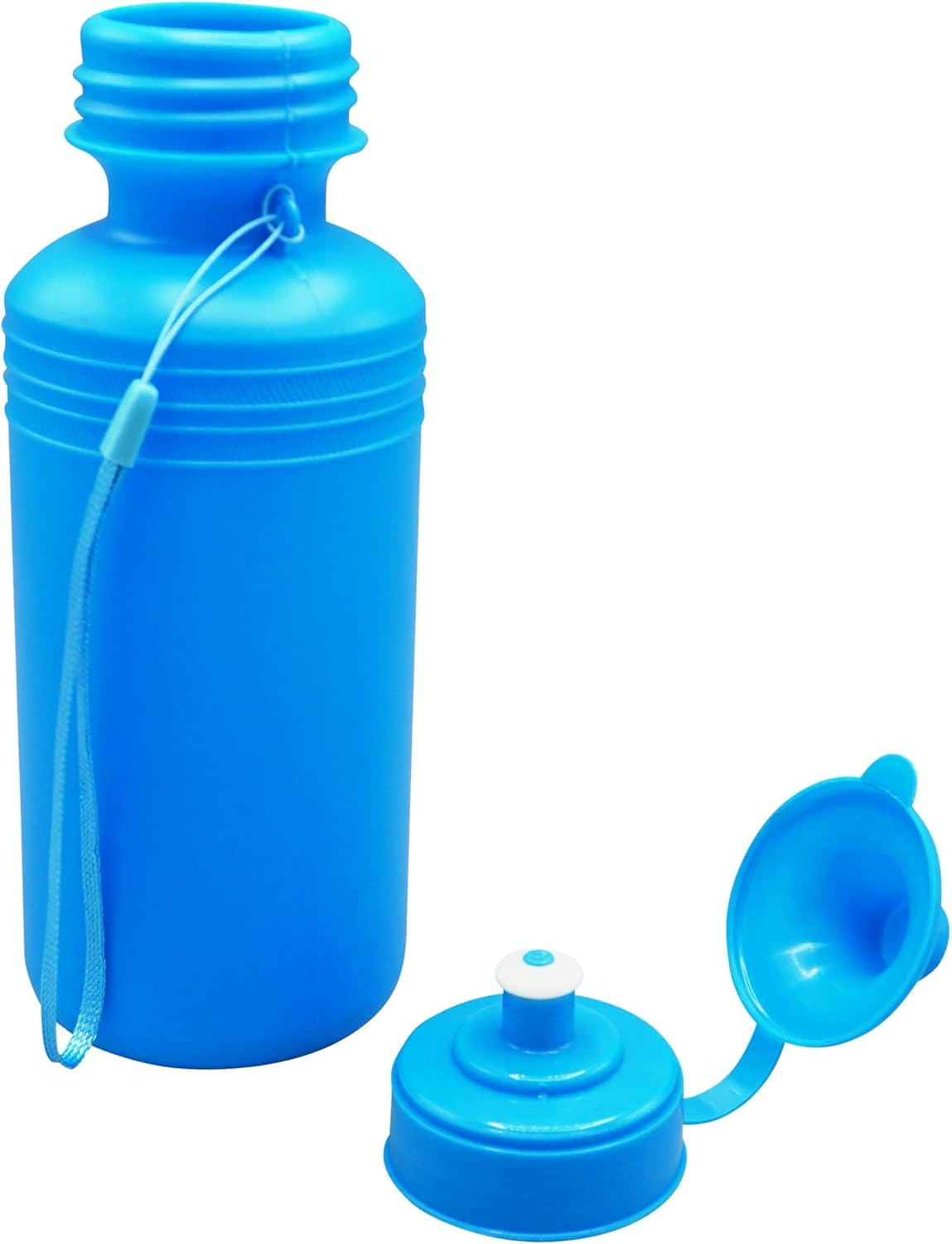 4E's Novelty 4 Pack Kids Water Bottles 18oz – BPA-Free, Reusable Plastic Bottles with Strap