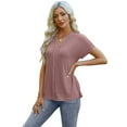 thumbnail image 4 of Jalioing V Neck Shirts for Women Casual Dressy Short Sleeve Eyelet Tunic Tops Business Work Tops Summer Fashion, 4 of 7