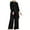 Two Piece Sets for Women Black, variant on Womens Plus Size Loungewear Sets S-5X Casual Long Sleeve Shirts Wide Leg Pants 2 Piece Loose Solid Comfort Going Out Pant Suits Outfits