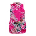 thumbnail image 2 of YMH Chinese Cheongsam Floral Peacock Pattern Soft Faux Silk Girl Knee Length Dress for Party, 2 of 8