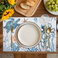 thumbnail image 4 of Blue Turtle Coastal Placemats Set of 4, Octopus Summer Beach Coral Seahorse Placemats for Dining Table, Place Mats for Kitchen Tabletop, Waterproof Wipeable Dining Table Mats Set, 4 of 9