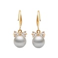 thumbnail image 2 of Hyasfey 1 Pair Women Hook Earrings Faux Pearl Rhinestone Decor Short Bow Earrings Prom Party Wedding Dangle Earrings Ear Jewelry Drop Earrings, 2 of 7