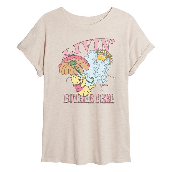 Winnie The Pooh - Livin Bother Free - Juniors Oversized Graphic T-Shirt