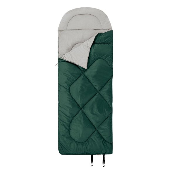Sac de couchage à capuche Ozark Trail 0 °C, 92" (L) x 34" (l), indice de température +32℉ / +0℃, tissu polyester, extérieur vert