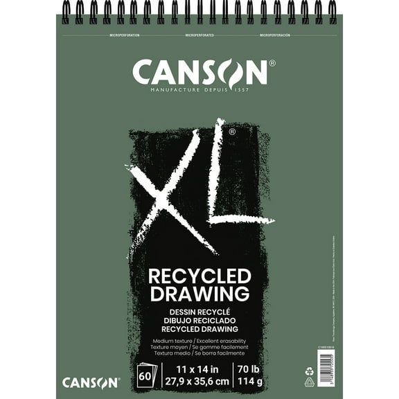 Canson XL Series Drawing Paper Pad, Recycled, Top Wire Binding, (70lb/114g), 60 Sheet, 11" x 14"
