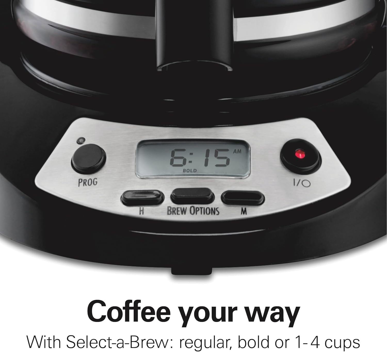 Restored Hamilton Beach 12 Cup Programmable Drip Coffee Maker, Brew Options, Glass Carafe (46299), Black with Stainless Accents (Refurbished)