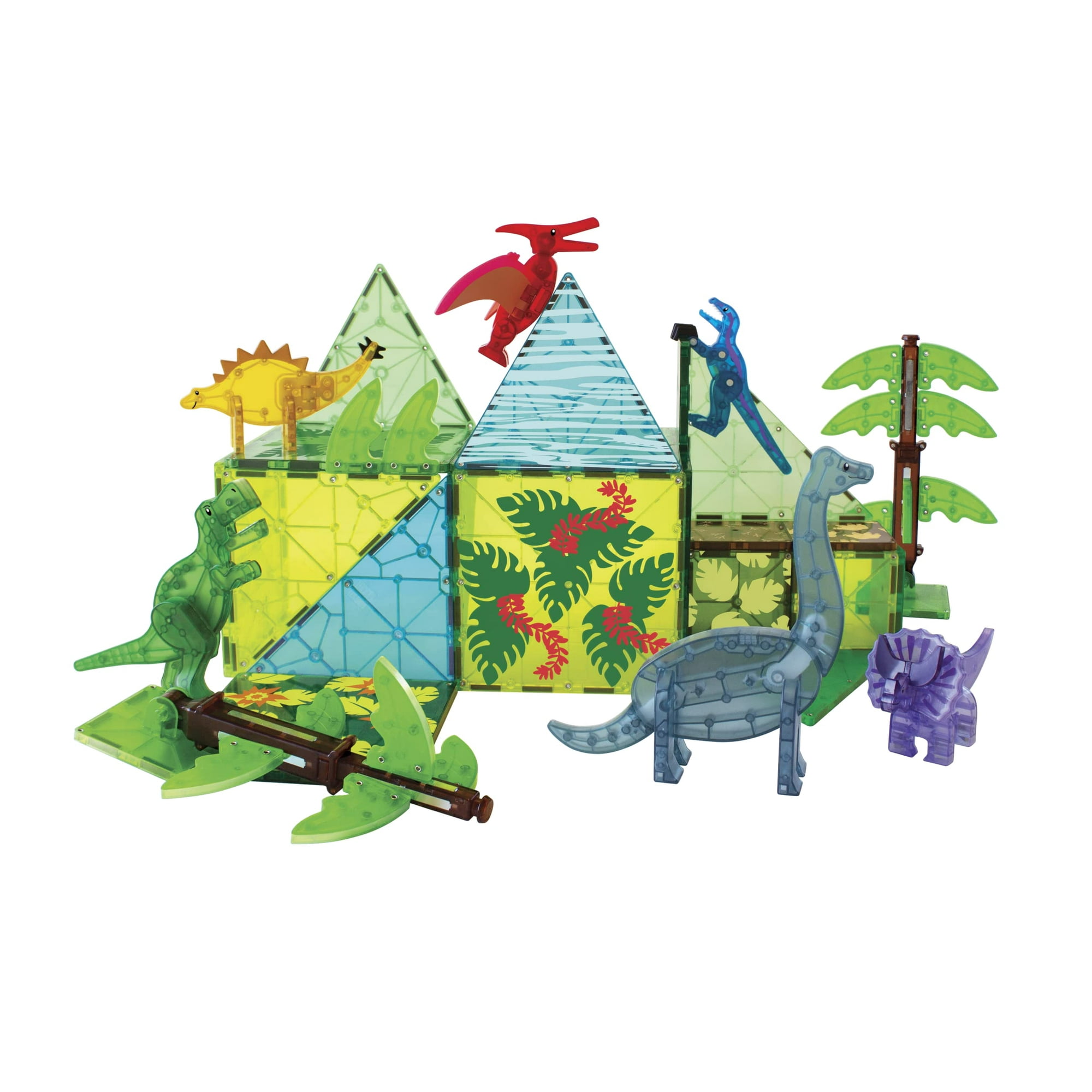 MAGNA-TILES Dino World XL 50-Piece Magnetic Construction Set, The