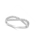 thumbnail image 4 of White CZ Infinity Knot Stackable Wave Ring .925 Sterling Silver Band Jewelry Female Size 10, 4 of 4