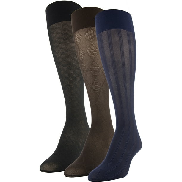 PEDS Women's Repreve Trouser Knee-High Socks Rib/Argyle/Shadow Boxes, 3 ...
