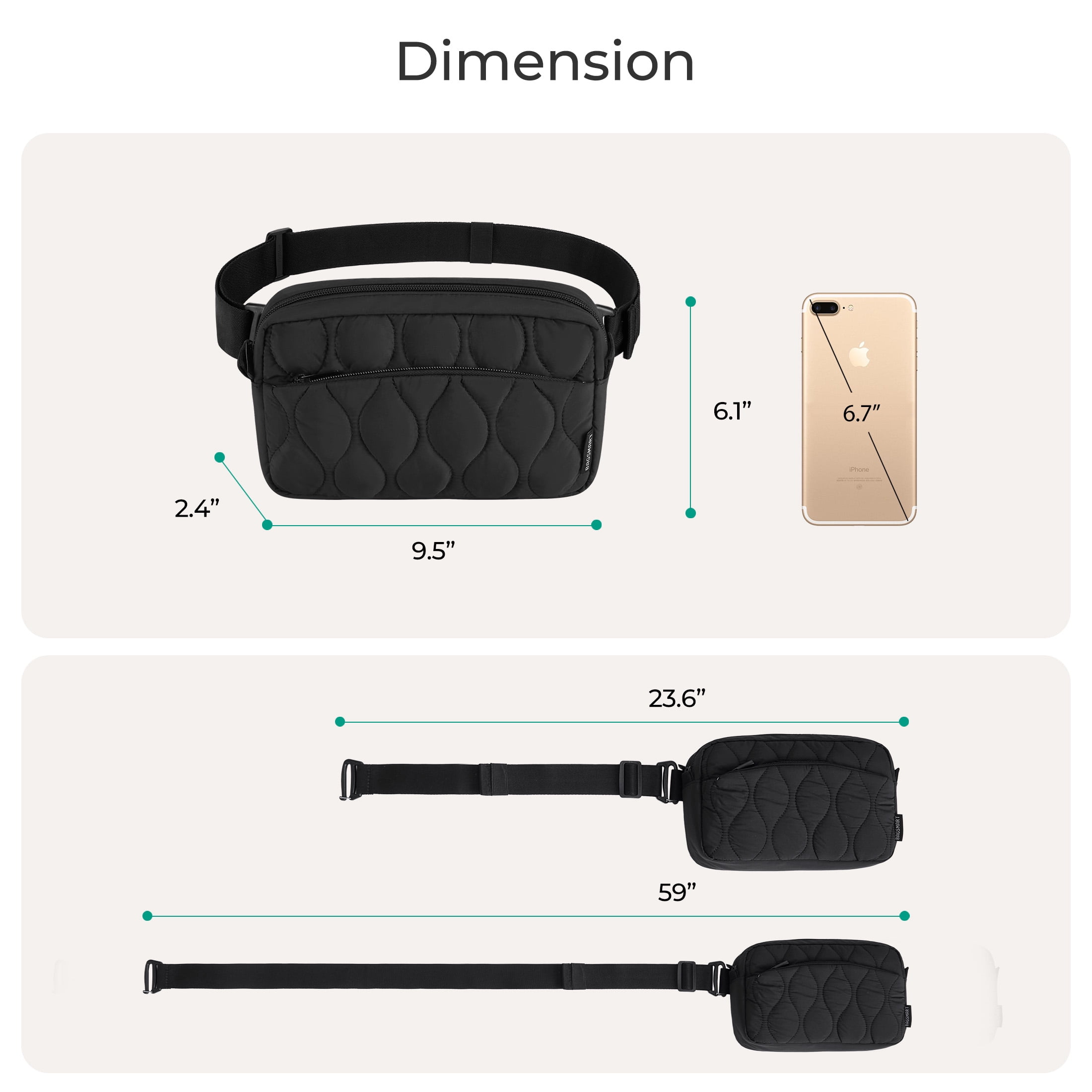 Bagsmart Womens' Fanny Pack, Lightweight Crossbody Belt Bag with Two Ways to Wear, Adjustable Strap, Fashion Waist Pack for Travel Workout, Pink