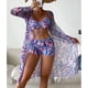 thumbnail image 3 of Traje De Baño De 3 Piezas, Bikini De 3 Piezas De Manga Larga Con Cordón En El Pecho Para Mujer Para Vacaciones De Verano, 3 of 6