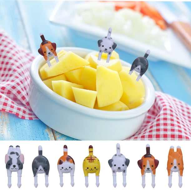 Juego de tenedor de fruta de plástico - 6 piezas de tarta y aperitivos para fiambrera, bandejas de fiesta, picnics