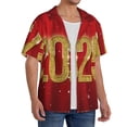 thumbnail image 2 of Yiaed Happy New Year 2025 F Print Mens Casual Wrinkle Free Shirts Short Sleeve Button Down Summer Stretch Dress Shirt-Small, 2 of 5