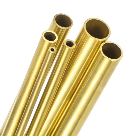 Uxcell 200mm Brass Round Tube, 2mm 3mm 4mm 5mm 6mm 7mm OD 0.5mm Wall Thick Brass Seamless Straight Pipe Tubing[Set of 6 Pack]