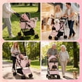 thumbnail image 2 of Zoolike 3 in 1 Pet Stroller for Dogs and Cats,4 Wheel Foldable Stroller with Detachable Carrier&Storage Basket,Pink, 2 of 7