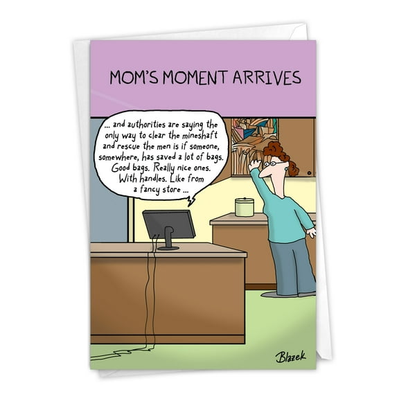 1 Funny Mother's Day Card with Envelope - Mom's Moment C3159MDG