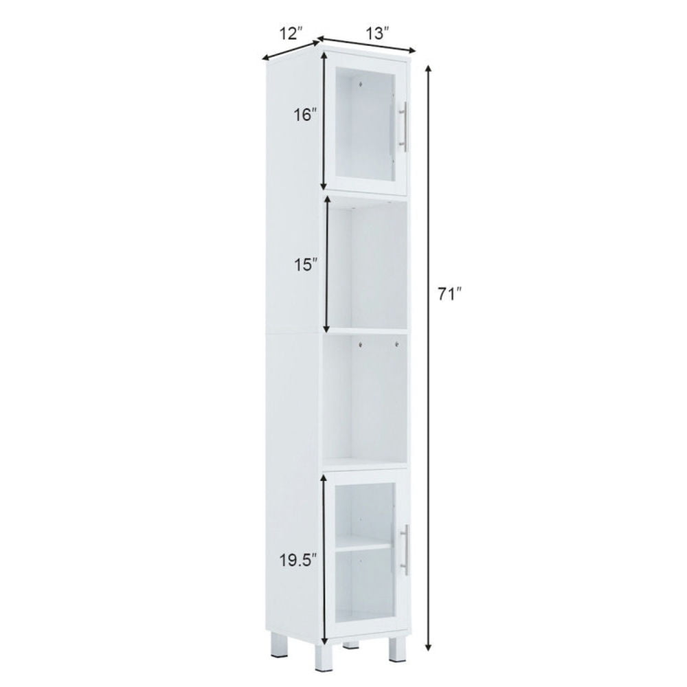 Finihen Bathroom Storage Cabinet, Bathroom Floor Cabinet, 71 Inch Height Wooden Organizer Bathroom Tall Tower Storage Cabinet Unit, for Bathroom, Living Room, Bedroom, Kitchen, White Finihen Bathroom Storage Cabinet, Bathroom Floor Cabinet, 71 Inch Height Wooden Organizer Bathroom Tall Tower Storage Cabinet Unit, for Bathroom, Living Room, Bedroom, Kitchen, White