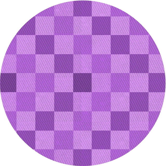 Ahgly Tapis Rond Lavable en Machine Intérieur Transitionnel Heliotrope Violet, 3 Pieds Rond