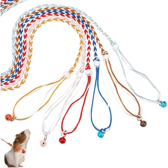 Adjustable Hamster Traction Rope 6 Pcs Leash and Harness Dwarf Collar for Small Animal Pet Guinea Pig Rat Ferret Rabbit Mixed Color