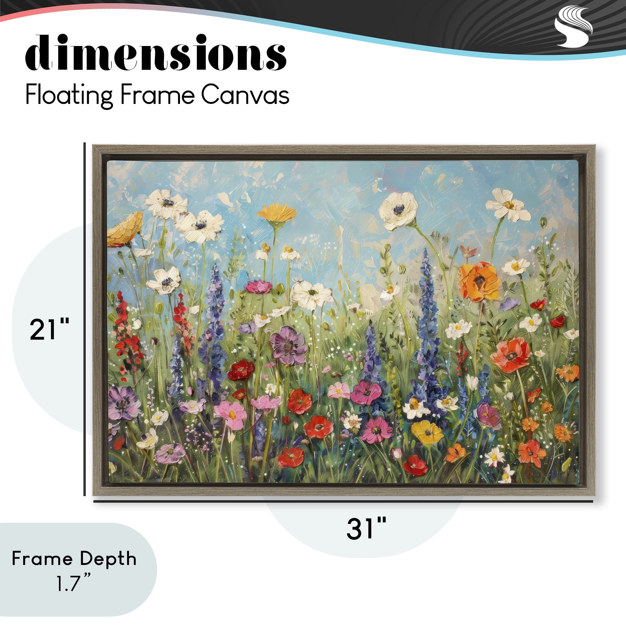 Stupell Industries Wildflower Field of Spring Blooms Brown Framed Floater Canvas Wall Art, design by Creative Studio