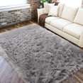 thumbnail image 4 of OUSGAR 70 inch Area Rugs for Living Room Shaggy Contemporary Solid Wool Shaggy Carpet Bedside Floor Mat Super Soft Faux Sheepskin Fur Area Rugs Yoga Mat Child Play Mat for Bedroom Dining Room White, 4 of 7