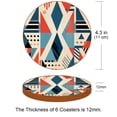 thumbnail image 3 of Geometric Cube Set of 6 Cool Round Microfiber Leather Coasters, 11x11 cm/4.3x4.3 in, Stylish Drink Mats for Home and Office Decor, 3 of 6