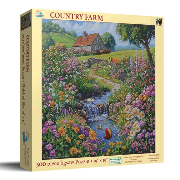 SUNSOUT INC - Country Farm - 500 pc Jigsaw Puzzle by Artist: Tom Crehan - Finished Size 20" x 27" - MPN# 52726
