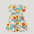 thumbnail image 2 of Xuewenshw Robe d'Été pour Filles Tout-Petits Vêtements Décontractés Imprimé Dessin Animé Manches Courtes Robes Filles Robe à Volants pour Filles, 2 of 6