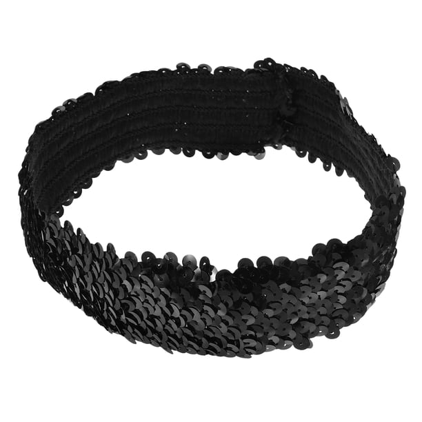 Diadema de lentejuelas, diadema deportiva de moda, diadema brillante, diadema elástica con lentejuelas para mujer y niña, color negro