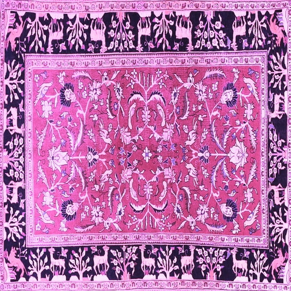 Ahgly Company Indoor Square Animal Purple Traditional Area Rugs, 4' Square