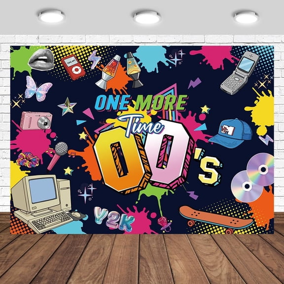 Early 2000s Theme Backdrop One More Time 00's Photography Background Hip Hop Graffiti Back to 00's Party Decorations Banner Photo Studio Props
