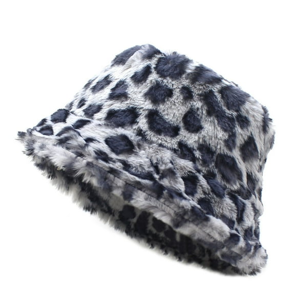 SikaFu Winter Thick Model Warm Ladies Barrel Hat Fashion Version Of Leopard Head Hats Outdoor Fisherman Hat Flat Top Hat