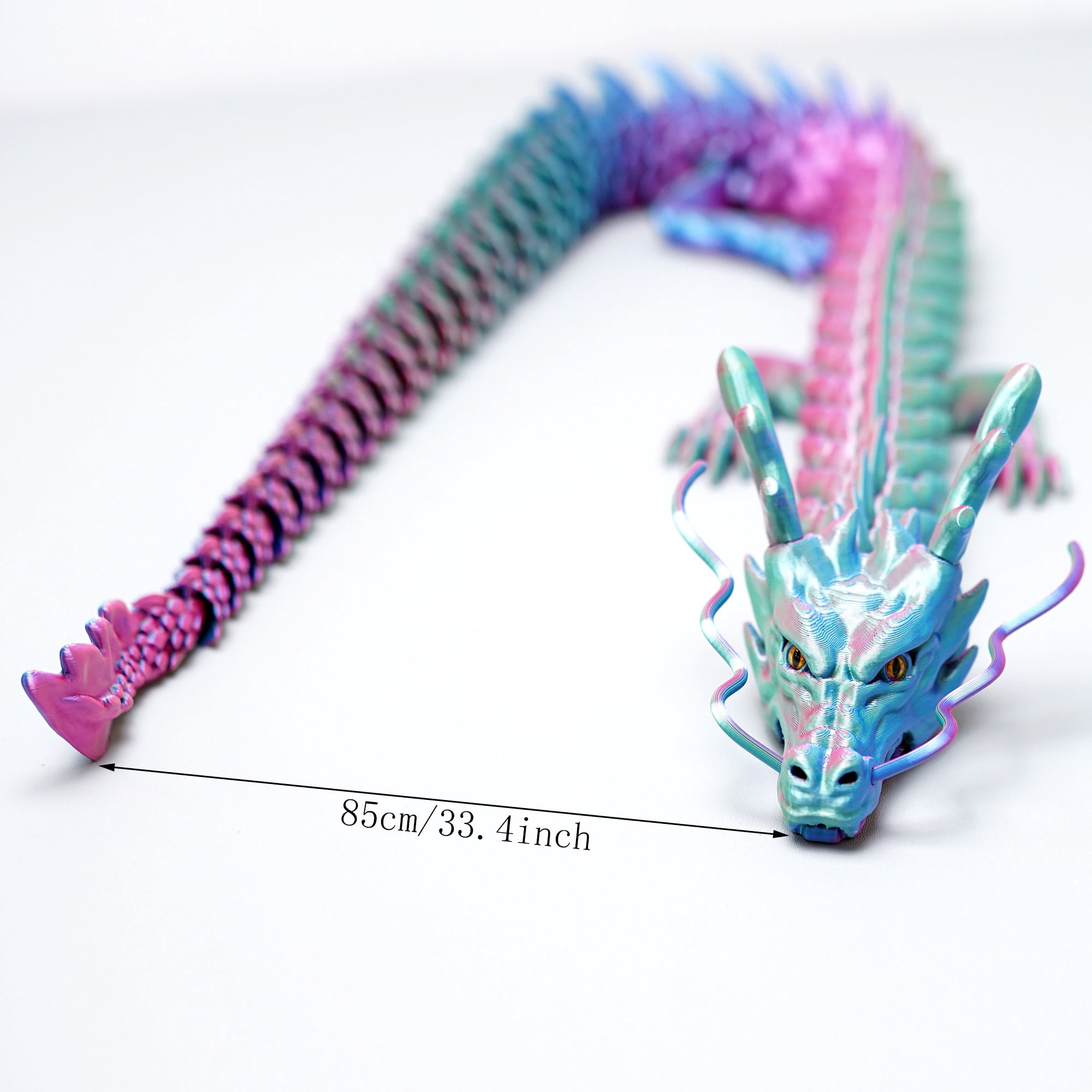 33.5inch 3D Printed dragon,Flexible Joint Animal lacertid Figurines,Realistic Eyes, Home Office Decor,Fidget Toy for Adults Teens Boy Festival Gifts