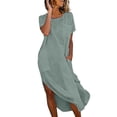 thumbnail image 2 of YTCAMLO A Line Sundresses for Women Casual Short Sleeve Long Dress Baggy Sleeveless Maxi Dress with Pockets Flowy Travel Vacation Clothes, Gray S, 2 of 7