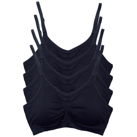 

Kalon 4-Pack Women s Comfort Cami Bra Pullover Design Seamless Wire Free (M/L Black)