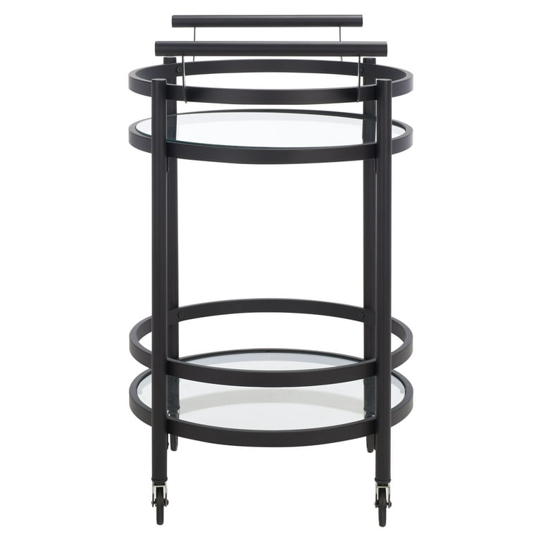 Safavieh Chrome Metal Base with Glass Top Kitchen Cart (23.8-in x 19.9-in x 34-in)