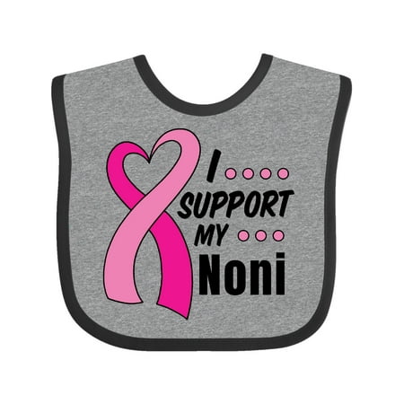 

Inktastic Breast Cancer Awareness I Support My Noni with Pink Ribbon Gift Baby Boy or Baby Girl Bib