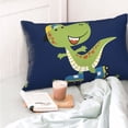 thumbnail image 4 of Fotbe Dino Playing Roller Skate Funda de Almohada Decorativa Estilo Occidental, Lujo en Algodón, Fundas para Almohadas King, Cojín Estampado para Decoración del Hogar-14"x20", 4 of 6