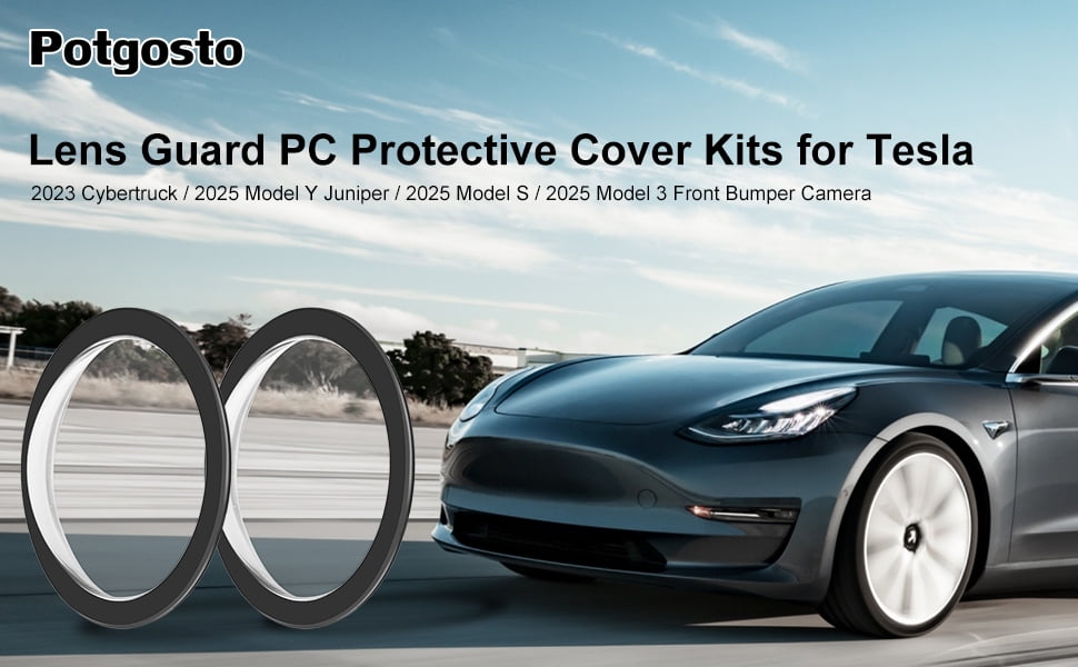 2Pcs Lens Guard PC Protective Cover Kits for Tesla from 2025Cybertruck / 2025 Model Y Juniper / 2025 Model S / 2025 Model 3 Front Bumper Camera