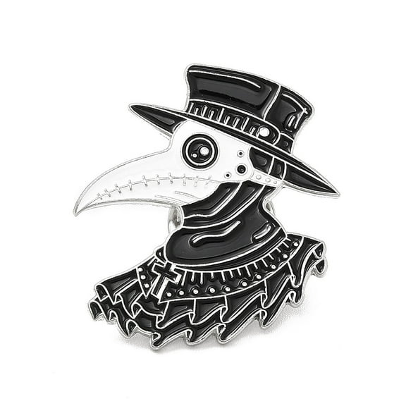 10pcs Plague Doctor Enamel Pin Alloy Brooch for Clothes Backpack Black 31x27.5x1.5mm