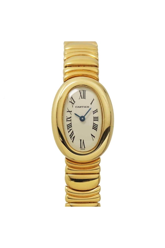 Pre-Owned Cartier Mini Baignoire W15109D8 Women's Watch, Ivory, 18K Yellow Gold, Quartz Watch