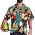 thumbnail image 4 of Football Men's Short Sleeve Button Down Beach Shirts, Casual Printed Summer Unisex Tops, 4 of 6