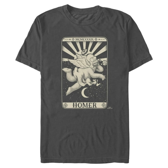 Mens The Simpsons Angel Homer Tarot Card T Shirt
