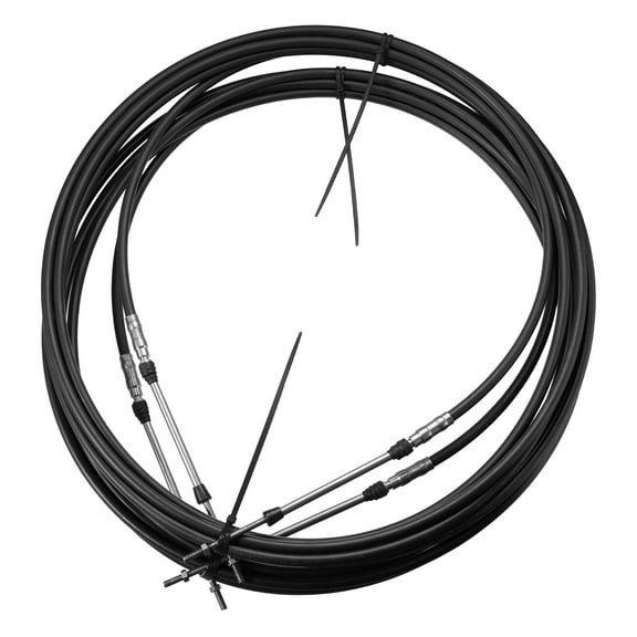 2pcs 20ft 236 Inch Marine Type 3300 / 33C Throttle Shift Remote Control Box Cable for Yamaha Outboard Engine Boat Black